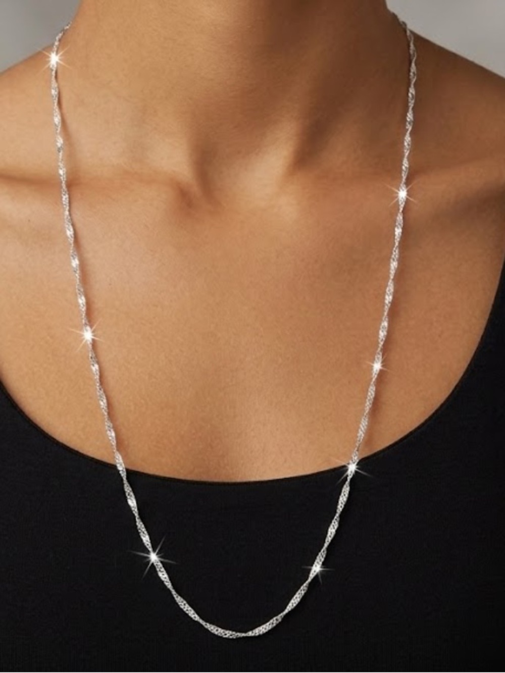 .925 Sterling Twist Chain Necklace 24”